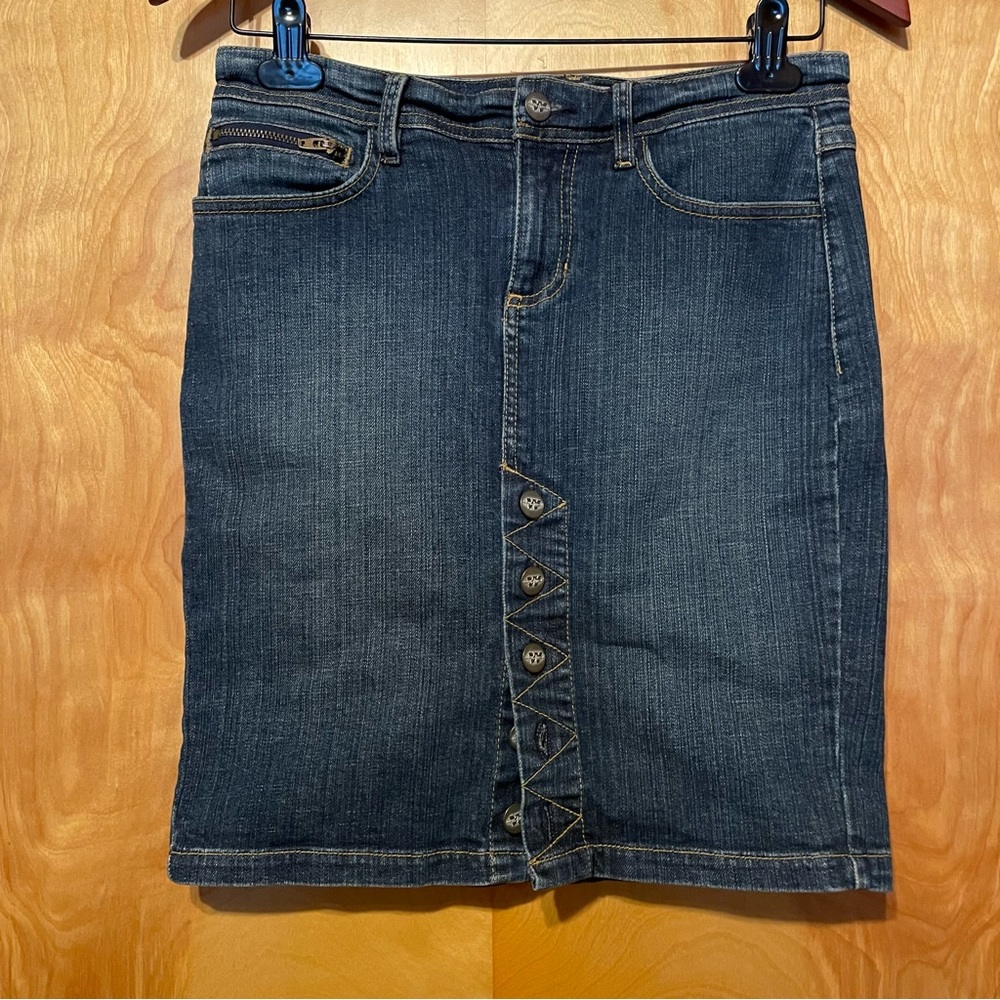 Wax Jean Button Up Slit Skirt